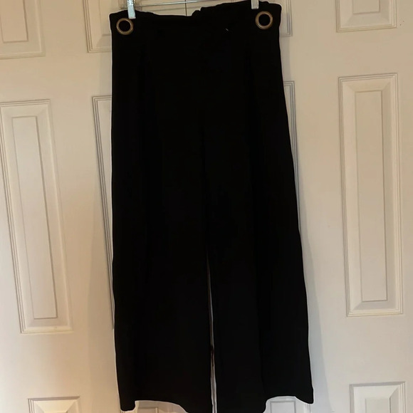 Vintage style wide legs Ankle pallaxo trouser with metal detail Sz Lsrge - Picture 5 of 12